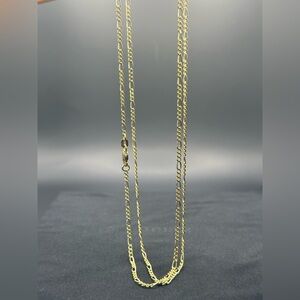 26”2.5mm.3.10 gr. Solid 14K Gold Figaro Link Chain Necklace
